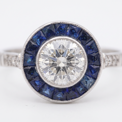 Art Deco Diamond and Sapphire Platinum Cocktail Ring