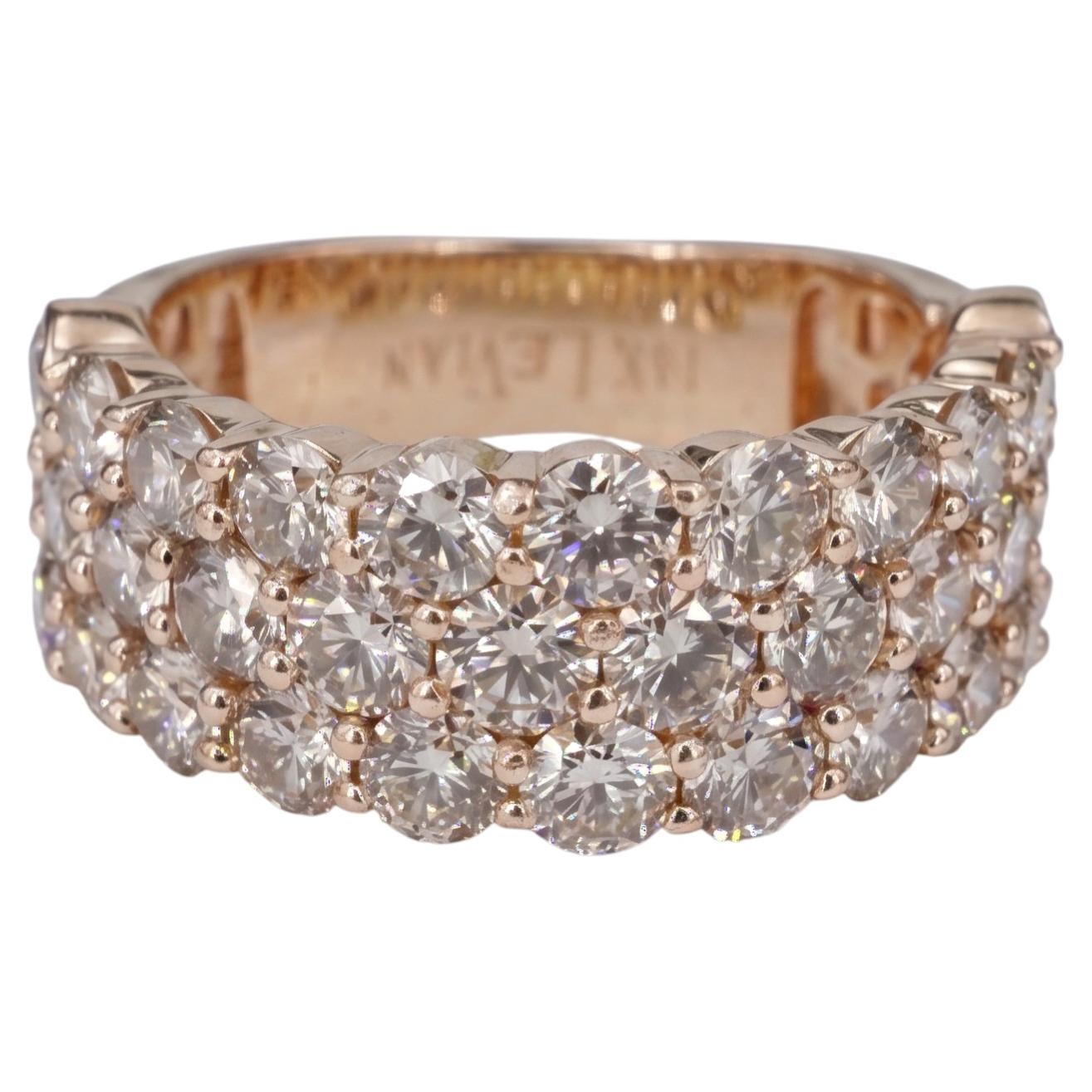 Pre-owned Le Vian Levian 3 Carat Champagne Diamond 14k Rose Gold Eternity Band Ring In Red