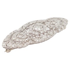 Art Deco Old European Cut Diamond Platinum Brooch