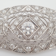 Art Deco Old European Cut Diamond Platinum Brooch