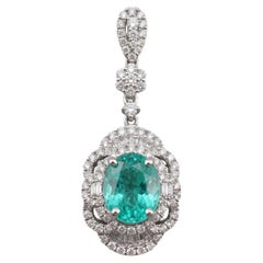 GLS Certified 4 Carat Paraiba Tourmaline Diamond Pendant Necklace