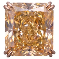 GIA Certified 8 Carat Fancy Intense Yellow Radiant Diamond Rose Gold Ring