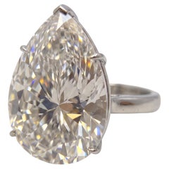 GIA Certified 8.8 Carat E Internally Flawless Pear Diamond Platinum Ring
