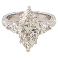 GIA Certified Michael Beaudry 3 Carat Marquise Diamond Three-Stone Ring