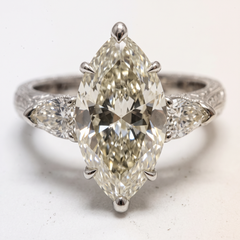 GIA Certified Michael Beaudry 3 Carat Marquise Diamond Three-Stone Ring