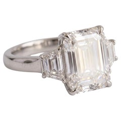 GIA Certified 3 Carat F VS2 Emerald Diamond White Gold Ring