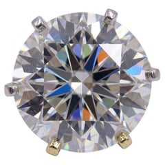 Bague en or jaune et blanc sertie d'un diamant rond de 6,9 carats, certifié GIA, de couleur F et de pureté VVS2