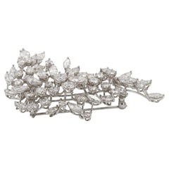12 Carat Marquise and Round Diamond Platinum Brooch