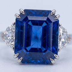 5.1 Carat Blue No Heat Sapphire and Diamond White Gold Ring