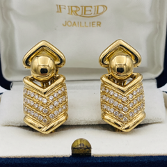 FRED Vintage-Ohrringe aus 18-karätigem Gelbgold mit Diamanten