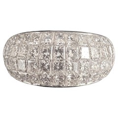 Damiani 5 Carat Princess Cut Diamond 18K White Gold Wide Band Ring
