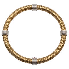 Roberto Coin Primavera 18k Yellow and White Gold Bangle Bracelet