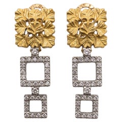 Carrera y Carrera 18k Two-Tone Gold Diamond Dangle Earrings