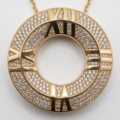 Tiffany & Co. Atlas Pave Diamond 18k Rose Gold Pendant Necklace