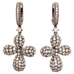 Piranesi 2 Carat Diamond Cross 18k Black Gold Drop Earrings