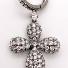 Piranesi 2 Carat Diamond Cross 18k Black Gold Drop Earrings