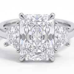 4.1 Carat E VVS1 Cut-Cornered Rectangular Modified Brilliant Diamond Platinum Ri