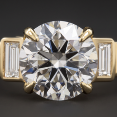 GIA Certified 2 Carat Round Diamond Baguette Accent Engagement Ring
