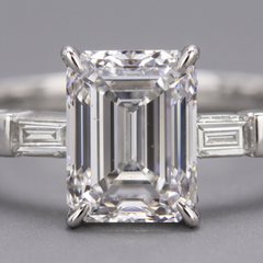 GIA Certified 1.5 Carat Emerald Cut Diamond Baguette Accent Engagement Ring