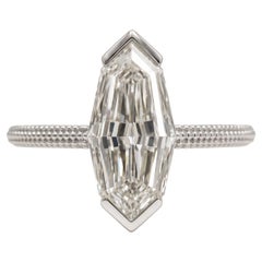 GIA Certified 1.5 Carat Modified Marquise Step Cut Diamond Engagement Ring