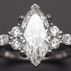 1 Carat Marquise Diamond Cluster Engagement Ring in 14K White Gold