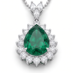 12.2 Carat green pear Diamond White and Yellow Gold Pendant Necklace