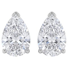 GIA Certified Pear Shape Diamond Stud Earrings 6 Carat Platinum