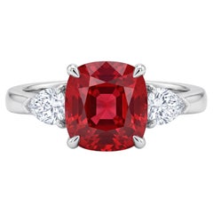 2.14 Carat red cushion-shape Diamond White Gold Ring