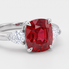 2.14 Carat red cushion-shape Diamond White Gold Ring