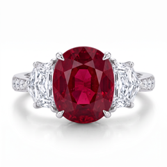 4.04 Carat red oval Diamond White and Rose Gold Ring