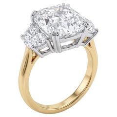 5.03 Carat H VVS1 Cushion Modified Brilliant Diamond White and Yellow Gold Ring