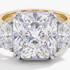 5.03 Carat H VVS1 Cushion Modified Brilliant Diamond White and Yellow Gold Ring