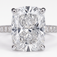 5.21 Carat F VS1 Cushion Modified Brilliant Diamond White Gold Ring