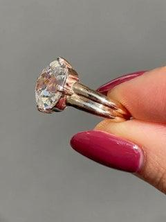 3.05 Carat G VS1 Old Mine Brilliant Diamond Rose Gold Ring