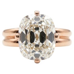 3.05 Carat G VS1 Old Mine Brilliant Diamond Rose Gold Ring