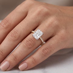 4.02 Carat E VS1 Cut-Cornered Rectangular Modified Brilliant Diamond Yellow and