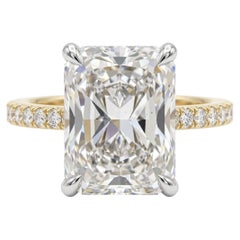 4.02 Carat E VS1 Cut-Cornered Rectangular Modified Brilliant Diamond Yellow and