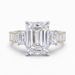 5.01 Carat G VS1 Emerald Diamond White and Yellow Gold Ring
