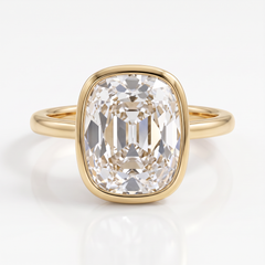 3.57 Carat G VS1 Old Mine Brilliant Diamond Yellow Gold Ring