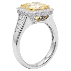 6.01 Carat Fancy Yellow Internally Flawless Cut-Cornered Rectangular Modified Br