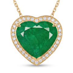 9.22 Carat green heart Diamond Pendant Necklace