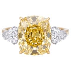 8,06 Karat Fancy Yellow VS1 Old-Mine-Brilliant-Diamant, Ring aus Gelb- und Weißgold