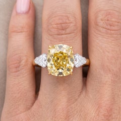 8,06 Karat Fancy Yellow VS1 Old-Mine-Brilliant-Diamant, Ring aus Gelb- und Weißgold