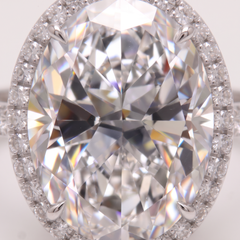5.02 Carat E VS2 Oval Modified Brilliant Diamond White Gold Engagement Ring