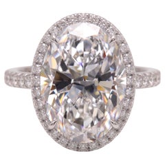 5.02 Carat E VS2 Oval Modified Brilliant Diamond White Gold Engagement Ring