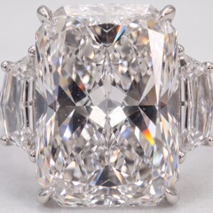 6.01 Carat F VS2 Cut-Cornered Rectangular Modified Brilliant Diamond White Gold