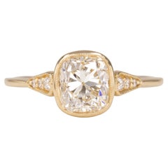 2 Carat Old Mine Cut Diamond Accent Vintage Style Engagement Ring