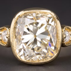 2 Carat Old Mine Cut Diamond Accent Vintage Style Engagement Ring