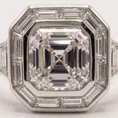 5.7 Carat I VS1 Square Emerald Cut Diamond White Gold Ring