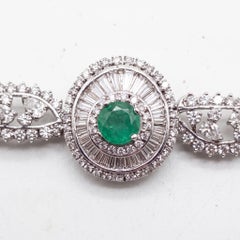 Anello da cocktail in platino con diamante e smeraldo naturale da 5 carati